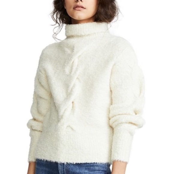 Theory Sweaters - Theory Cable Knit Mohair Sweater Ivory Size M